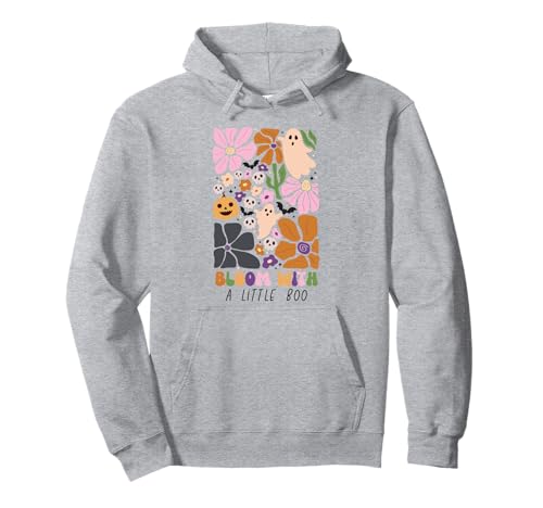 Bloom with Little Boo Halloween-Geisterkürbis-Mädchen mit Blumenmuster Pullover Hoodie Bloom with Little Boo Halloween-Geisterkürbis-Mädchen mit Blumenmuster Pullover Hoodie von Whimsical Pumpkins and Blooms Halloween Shirt Co.