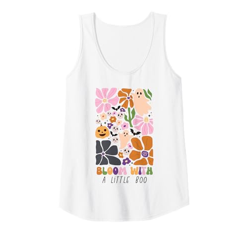 Damen Bloom with Little Boo Halloween-Geisterkürbis-Mädchen mit Blumenmuster Tank Top Damen Bloom with Little Boo Halloween-Geisterkürbis-Mädchen mit Blumenmuster Tank Top von Whimsical Pumpkins and Blooms Halloween Shirt Co.