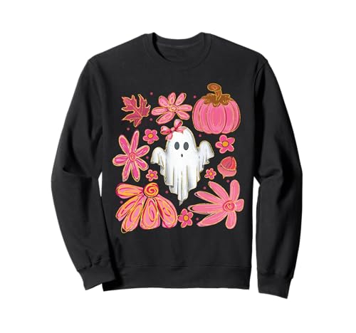 Niedliches Mädchen Geist Rosa Blumen & Kürbis Herbst Halloween Frauen Sweatshirt Niedliches Mädchen Geist Rosa Blumen & Kürbis Herbst Halloween Frauen Sweatshirt von Whimsical Pumpkins and Blooms Halloween Shirt Co.
