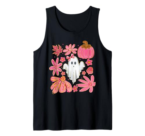 Niedliches Mädchen Geist Rosa Blumen & Kürbis Herbst Halloween Frauen Tank Top Niedliches Mädchen Geist Rosa Blumen & Kürbis Herbst Halloween Frauen Tank Top von Whimsical Pumpkins and Blooms Halloween Shirt Co.