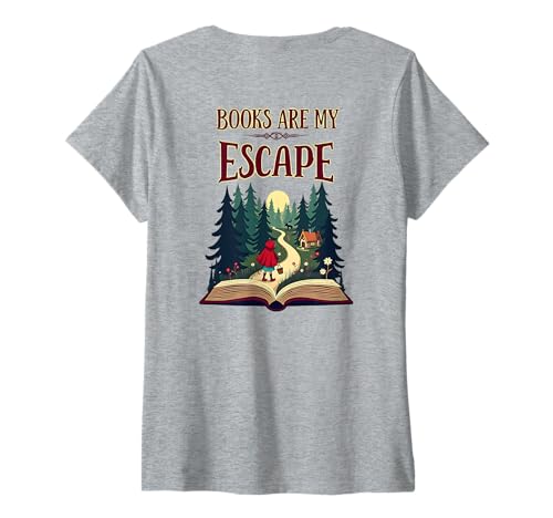 Damen Bücher sind meine Flucht Märchenabenteuer T-Shirt mit V-Ausschnitt von Whimsical Storybook Journey