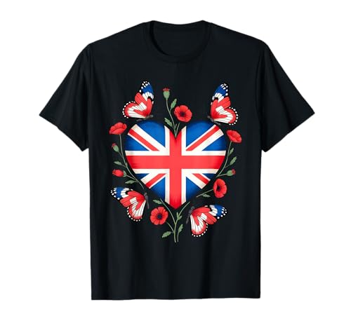 Union Jack Schmetterling UK Flagge Britisches Herz Kinder Jungen Mädchen T-Shirt Union Jack Schmetterling UK Flagge Britisches Herz Kinder Jungen Mädchen T-Shirt von Whimsical Vintage UK Flag 2025 Celebration Kids