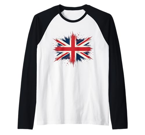 Union Jack Vintage UK Flagge Britische Kinder Jungen Mädchen Frauen Männer Raglan von Whimsical Vintage UK Flag 2025 Celebration Kids