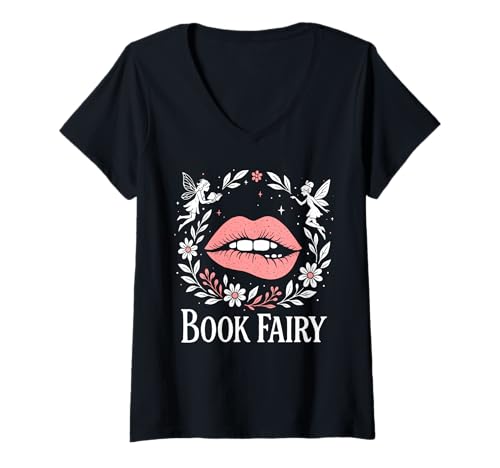 Damen Dark Romance, Fantasy-Buch, Feenlesung mit Bücherwurm T-Shirt mit V-Ausschnitt Damen Dark Romance, Fantasy-Buch, Feenlesung mit Bücherwurm T-Shirt mit V-Ausschnitt von Whimsical fairycore Book Reader Literary Bookish