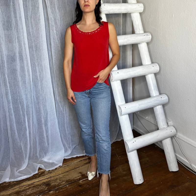 Bluse Seide Rot Weihnachten M Vintage von WhimsicalSecondHand