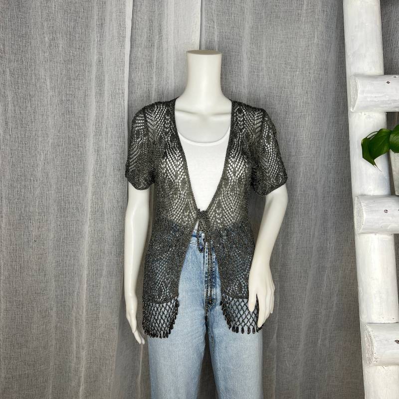 Festival Weste Gehäkelt Metallic Perlen von WhimsicalSecondHand