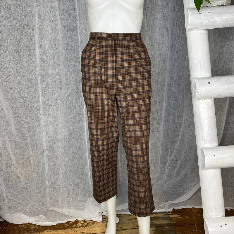 Vintage 7/8 Stoffhose Tartan Kariert High Waisted von WhimsicalSecondHand