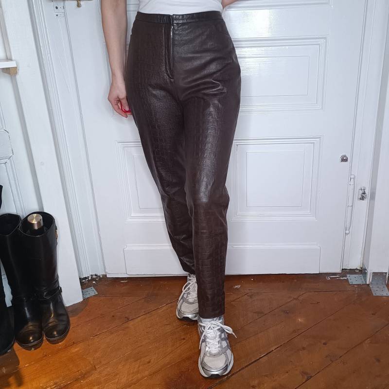 Vintage Lederhose Braun Krokooptik von WhimsicalSecondHand