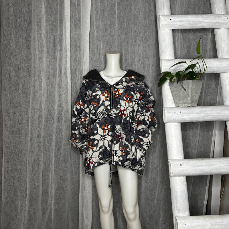 Vintage Snowboardjacke Skijacke Grau Weiß Romance 90S von WhimsicalSecondHand
