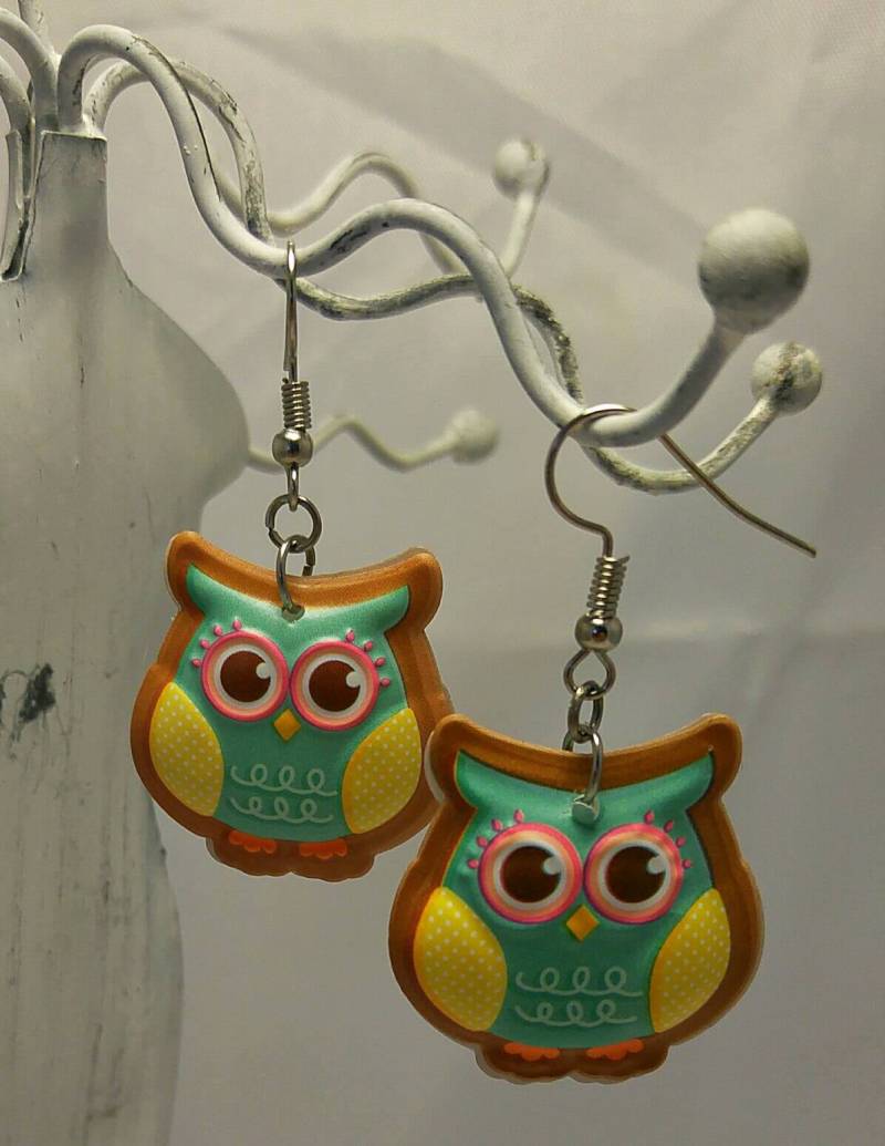 Süße Bunte Eulen-Ohrringe von WhimsyLibrarian