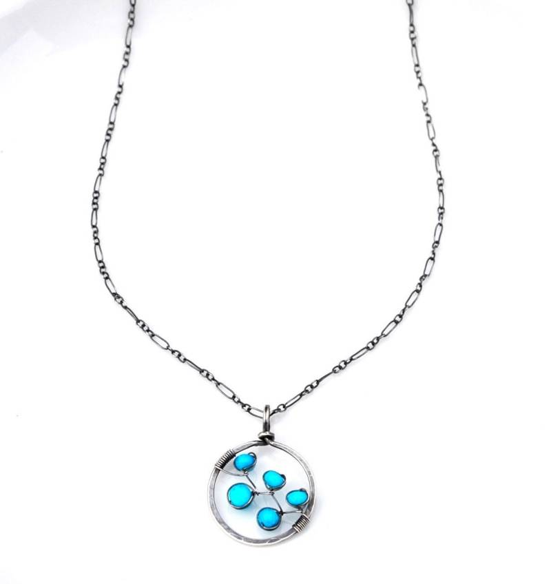 Handgemachte Türkis-Kreis-Halskette Aus Sterlingsilber 925 Handgemachte Türkis-Kreis-Halskette Aus Sterlingsilber 925 von WhimsybyKT