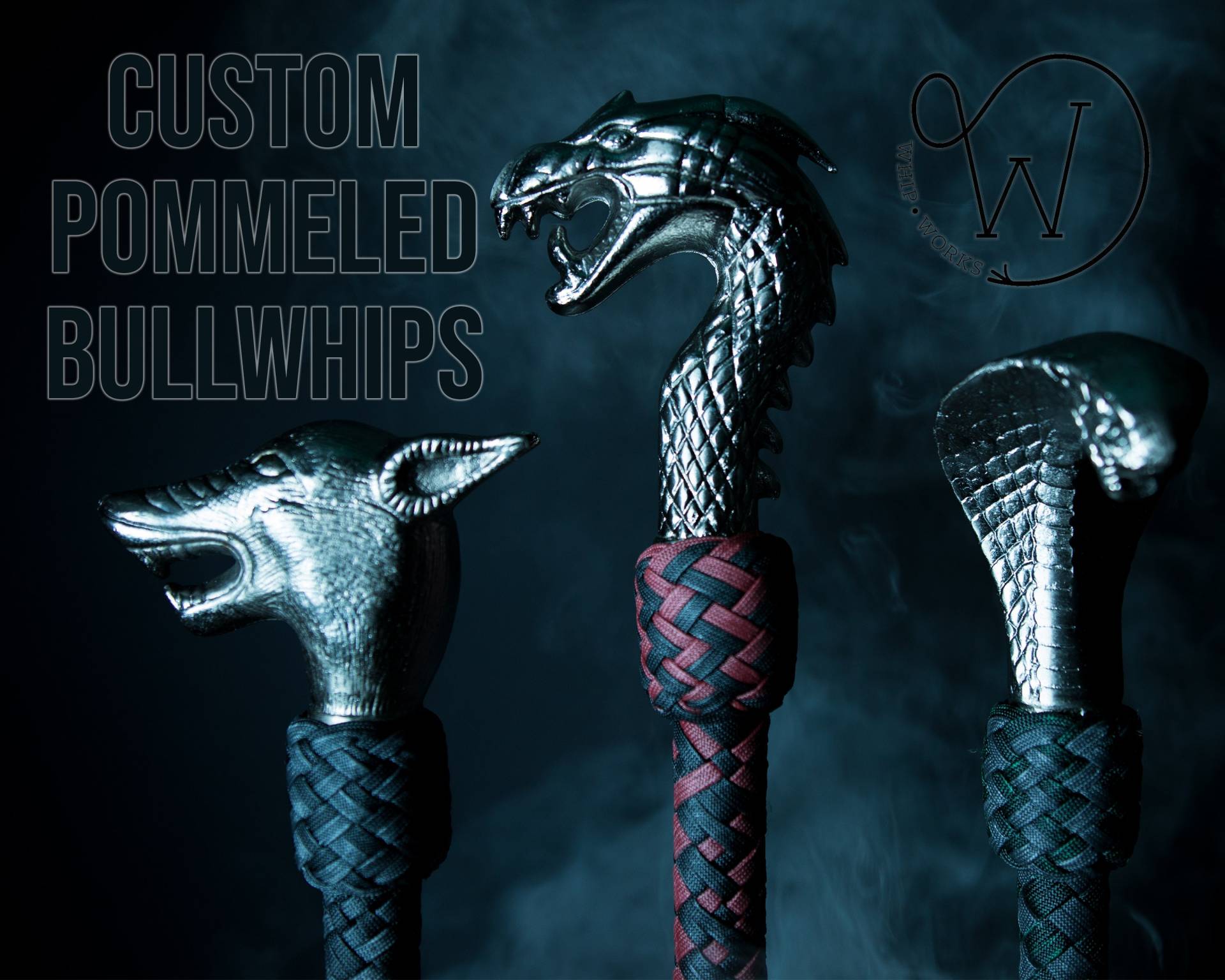 Bullwhip Mit Pommel, Paracord, Drachen, Wolf, Kobra Bullwhip Mit Pommel, Paracord, Drachen, Wolf, Kobra von WhipWorks