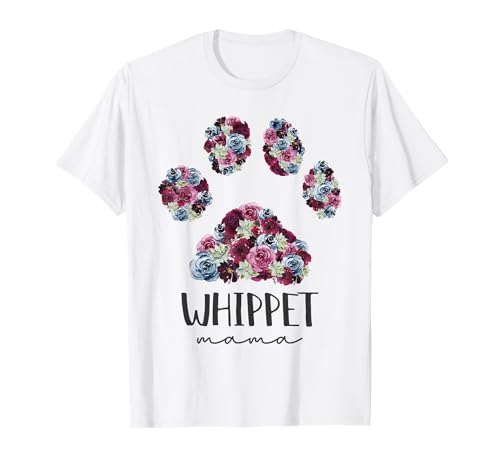 Whippet Mama Hundepfote mit Blumenmuster T-Shirt Whippet Mama Hundepfote mit Blumenmuster T-Shirt von Whippet Dog Accessories