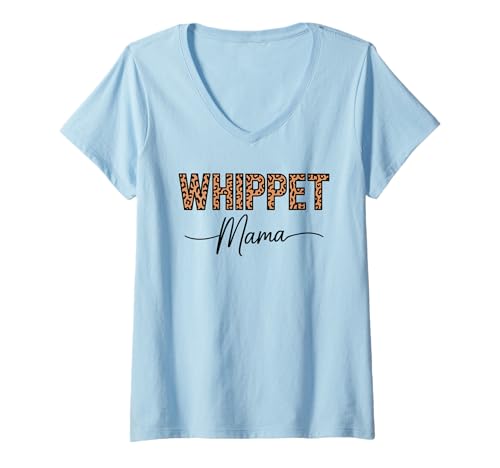 Damen Leopardenmuster Whippet Mama Whippets T-Shirt mit V-Ausschnitt Damen Leopardenmuster Whippet Mama Whippets T-Shirt mit V-Ausschnitt von Whippet Dog Lover Gifts