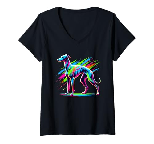 Damen Paint Art Whippet Whippets T-Shirt mit V-Ausschnitt Damen Paint Art Whippet Whippets T-Shirt mit V-Ausschnitt von Whippet Dog Lover Gifts