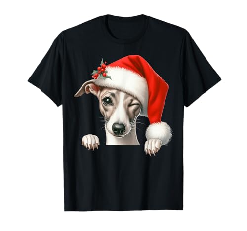 Whippet Dog Weihnachtsmannmütze Hund Mama Papa T-Shirt Whippet Dog Weihnachtsmannmütze Hund Mama Papa T-Shirt von Whippet Dog Tees NYC