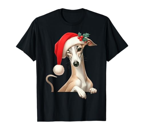 Whippet Dog Weihnachtsmannmütze Hund Mama Papa T-Shirt Whippet Dog Weihnachtsmannmütze Hund Mama Papa T-Shirt von Whippet Dog Tees NYC