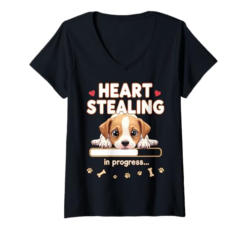 Damen Herz-Whippet Hund lustiges Geschenk Whippet Welpe T-Shirt mit V-Ausschnitt Damen Herz-Whippet Hund lustiges Geschenk Whippet Welpe T-Shirt mit V-Ausschnitt von Whippet Fun Designs