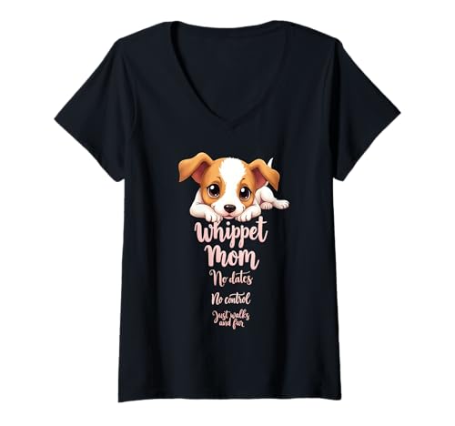 Damen Lustiges Whippet Mom Dog Whippet Mama Humor Zitat T-Shirt mit V-Ausschnitt Damen Lustiges Whippet Mom Dog Whippet Mama Humor Zitat T-Shirt mit V-Ausschnitt von Whippet Fun Designs