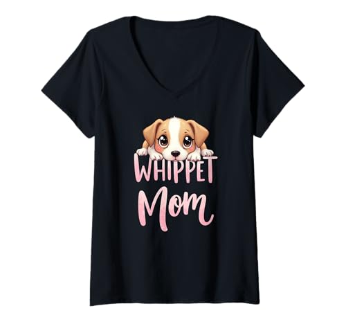 Damen Whippet Mama Hund Whippet Mama Süßer Welpe T-Shirt mit V-Ausschnitt Damen Whippet Mama Hund Whippet Mama Süßer Welpe T-Shirt mit V-Ausschnitt von Whippet Fun Designs