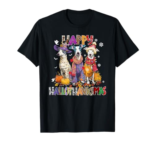 Whippet Dogs Christmas Happy Hallothankmas Xmas Herren Damen T-Shirt Whippet Dogs Christmas Happy Hallothankmas Xmas Herren Damen T-Shirt von Whippet Happy Hallothankmas Christmas Dog
