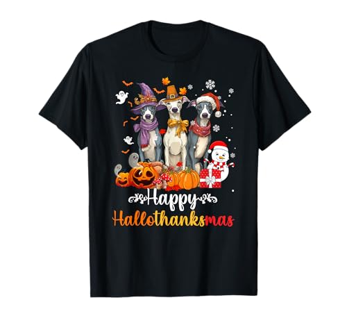 Herren Damen Whippet Hund Weihnachten Halloween Thanksgiving T-Shirt Herren Damen Whippet Hund Weihnachten Halloween Thanksgiving T-Shirt von Whippet Happy Hallothankmas Holiday Dog
