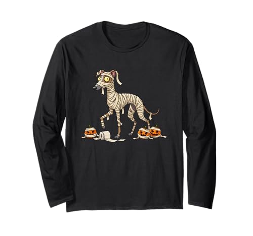 Lustiger Whippet Mummy Kürbis Halloween Kinder Herren Damen Langarmshirt Lustiger Whippet Mummy Kürbis Halloween Kinder Herren Damen Langarmshirt von Whippet Lovers Cute Halloween Outfits for Boy Girl
