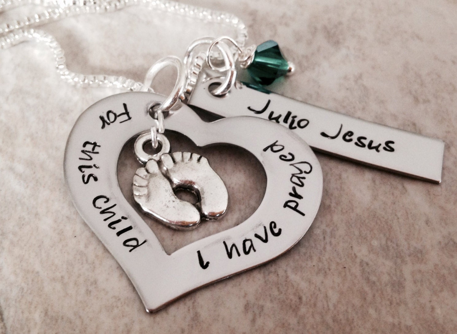 Für Dieses Kind Habe Ich 1 Samu 127 Personalisierte Mütter-Halskette Mit Name Sohn-Tochter Großmutter Oma Geburtsstein Gebetet von WhirlyBirdDesigns