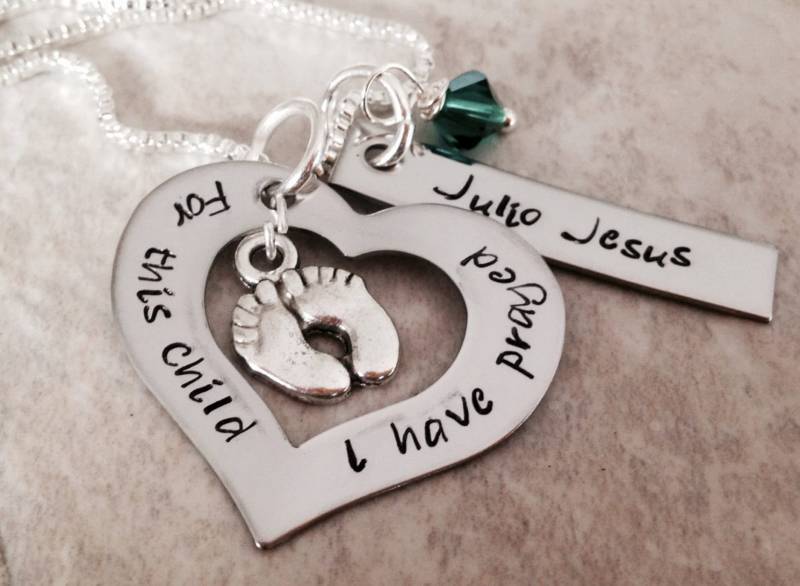 Für Dieses Kind Habe Ich 1 Samu 127 Personalisierte Mütter-Halskette Mit Name Sohn-Tochter Großmutter Oma Geburtsstein Gebetet von WhirlyBirdDesigns