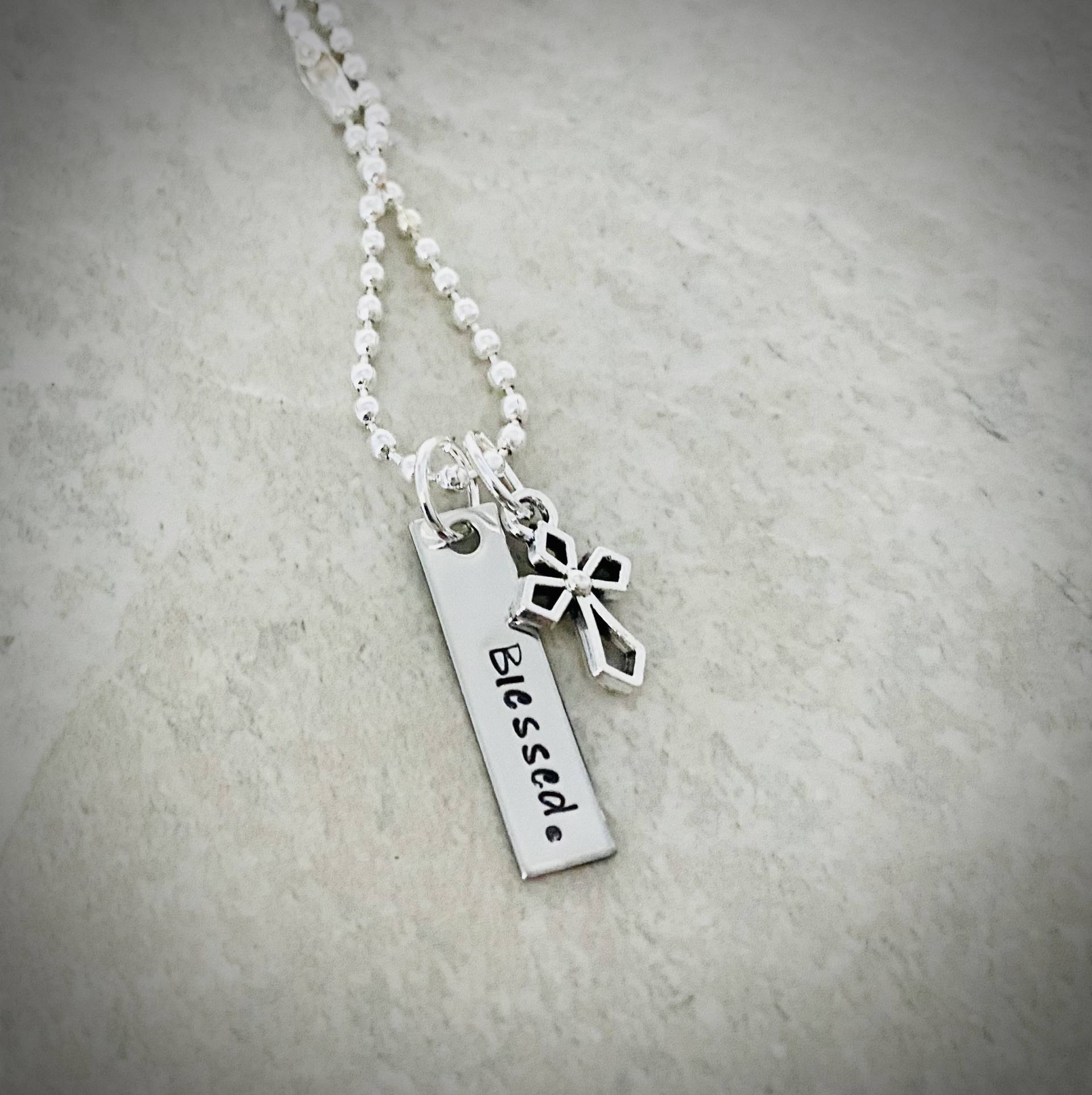 Handgestempelte Blessed Halskette von WhirlyBirdDesigns