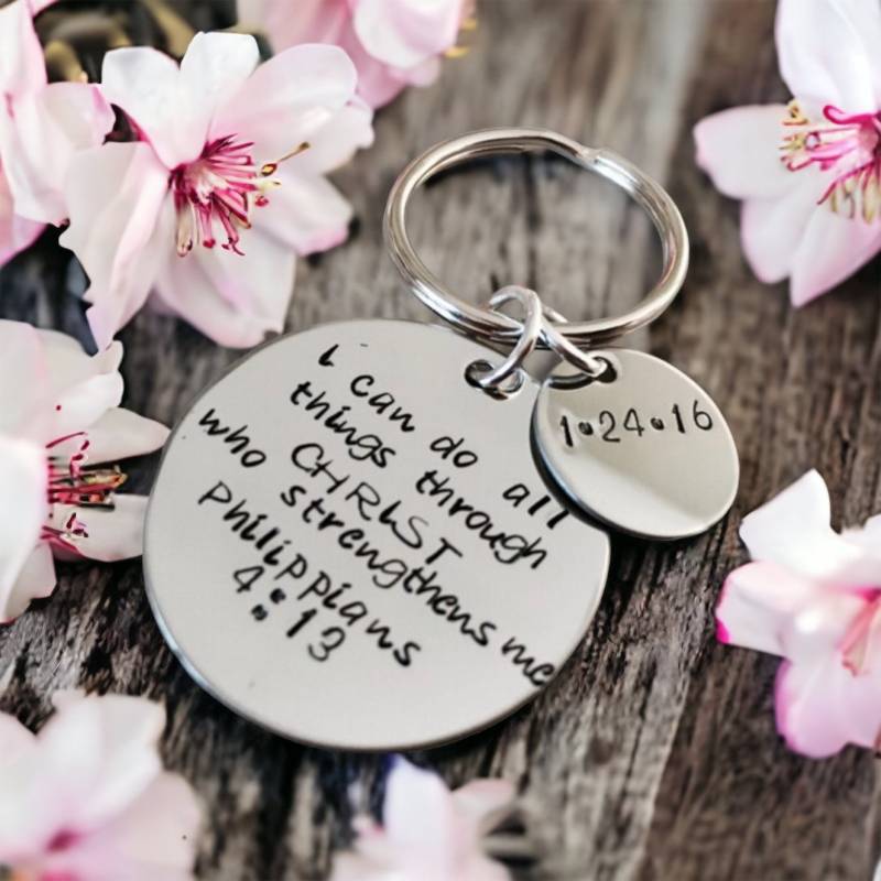 Ich Kann Alles Durch Christus Tun, Der Mich Stärkt Philipper 4, 13 Schlüsselanhänger Geschenk Für Gruppe Konfirmation Taufe Kirche von WhirlyBirdDesigns