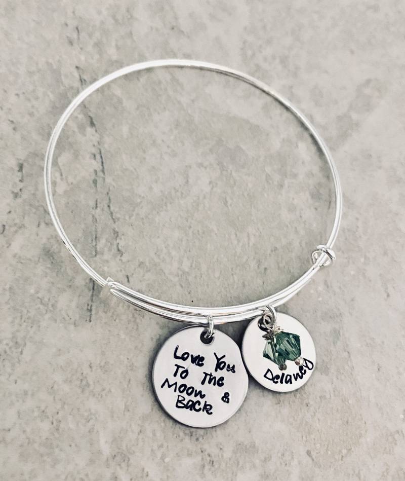 "Personalisiertes "Love You To The Moon" Armband Mit Geburtsstein." von WhirlyBirdDesigns