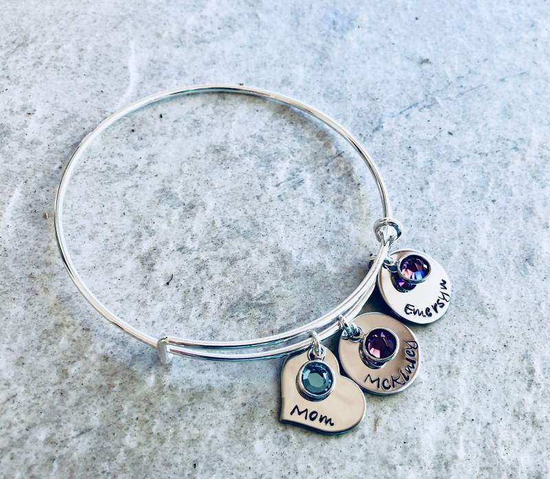 Personalisiertes Mom Armband Kindernamen & Geburtssteine, Geschenk Mit Monogramm von WhirlyBirdDesigns