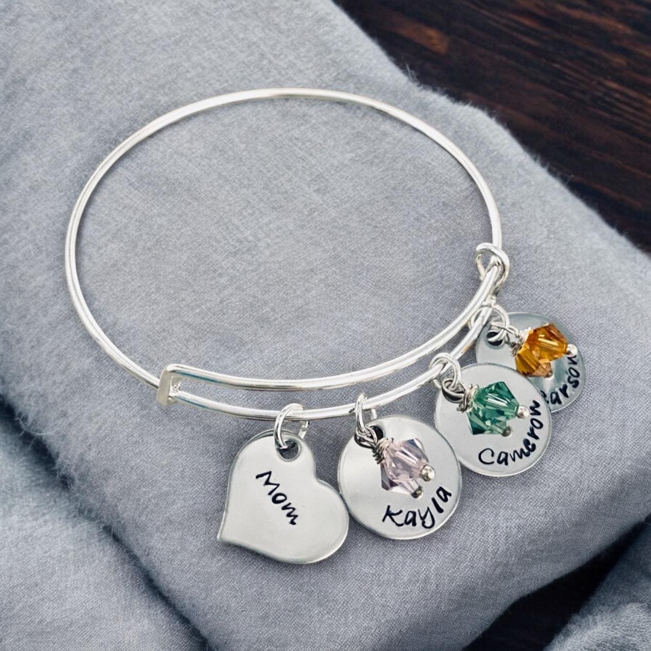 Personalisiertes Namensarmband-Armband Mit Swarovski Geburtssteinen von WhirlyBirdDesigns