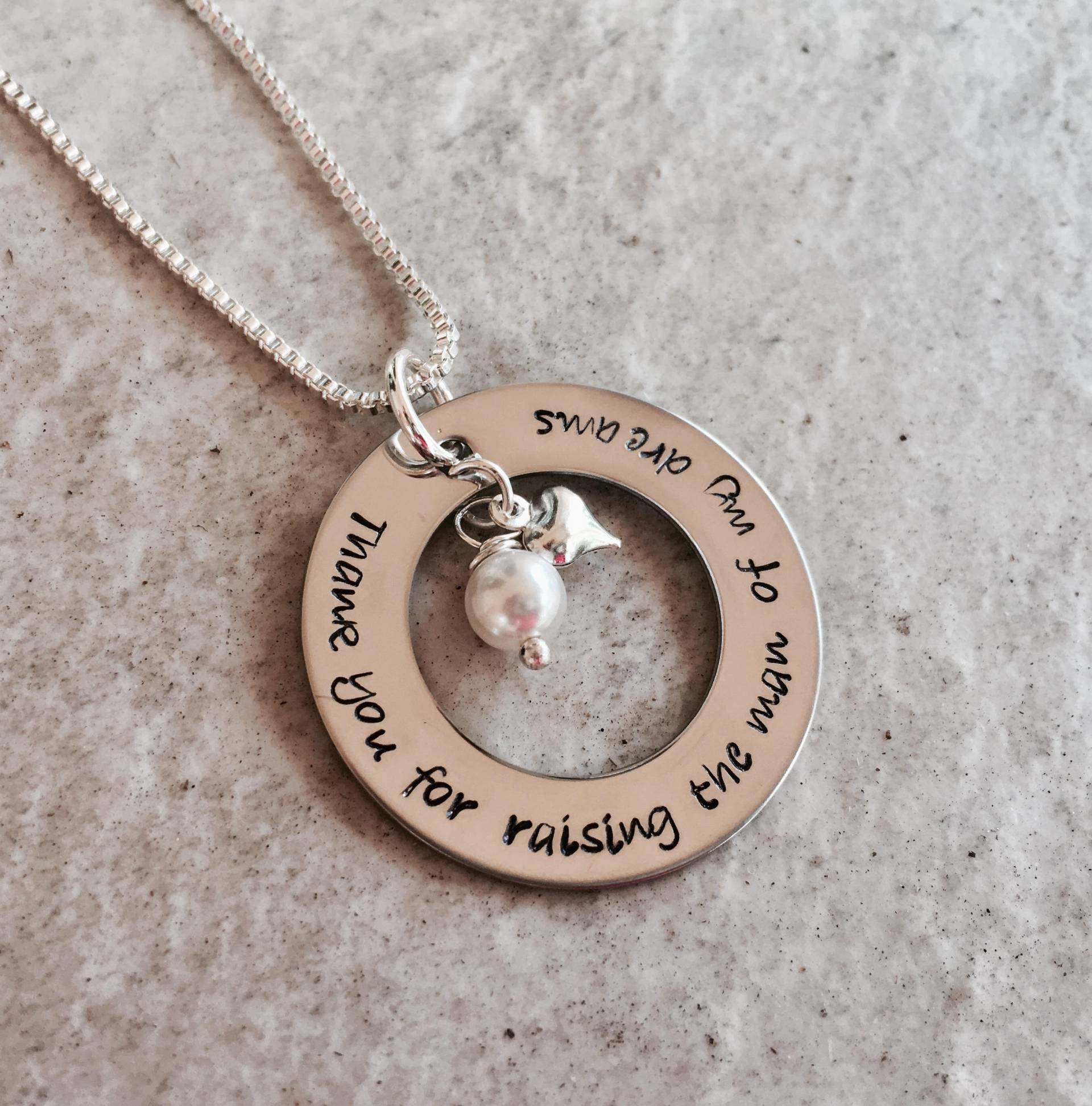 Schwiegermutter Halskette Danke Für Das Heben Des Mannes Meiner Träume, Perlenschmuck von WhirlyBirdDesigns