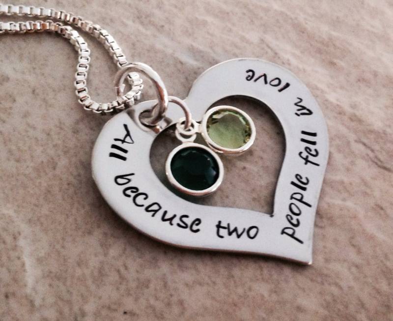 Personalisierte Halskette Mit Graviertem Herz Und Geburtsstein von WhirlyBirdDesigns