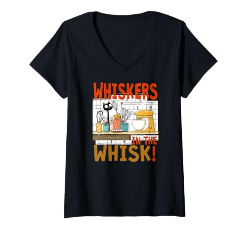 Damen Whiskers in The Whisk T-Shirt mit V-Ausschnitt Damen Whiskers in The Whisk T-Shirt mit V-Ausschnitt von Whiskers Whisk Cats Kitten Feline Purr Claws Meow