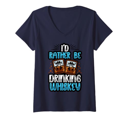 Damen Ich trinke Lieber Whiskey, Schnaps, Schnaps oder Schnaps. T-Shirt mit V-Ausschnitt von Whiskey Drinker Shopp