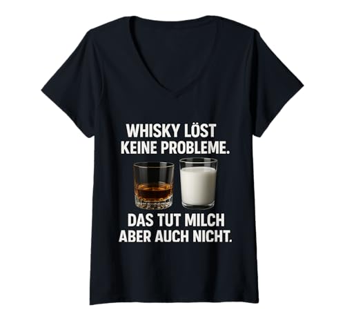 Damen Whisky Lustiger Spruch Whiskey löst Keine Probleme T-Shirt mit V-Ausschnitt Damen Whisky Lustiger Spruch Whiskey löst Keine Probleme T-Shirt mit V-Ausschnitt von Whiskey Sprüche Geschenke Whisky Liebhaber