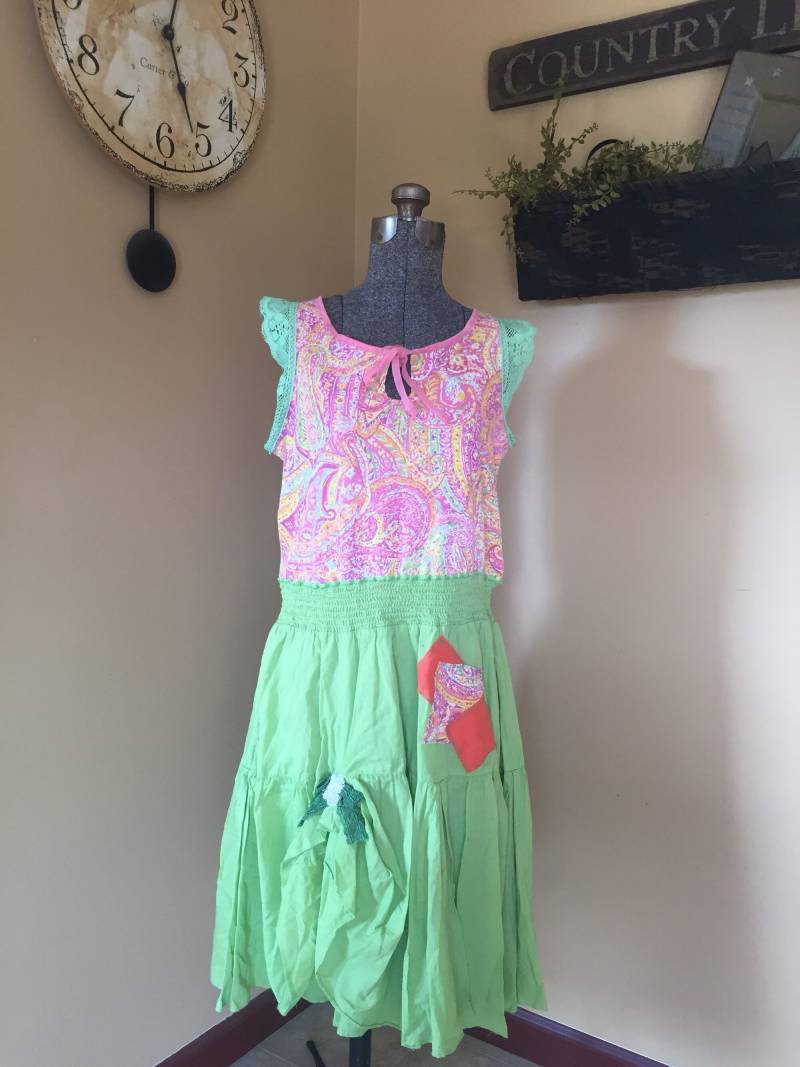 Boho Sommer Upcycle Kleid, Funky Style von WhiskeyWillowNLace