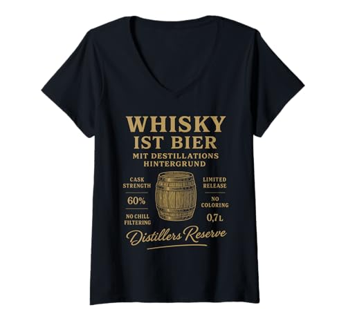 Damen Whisky Ist Bier Mit Destillations Hintergrund T-Shirt mit V-Ausschnitt Damen Whisky Ist Bier Mit Destillations Hintergrund T-Shirt mit V-Ausschnitt von Whisky Bier Destillations Hintergrund Stärke