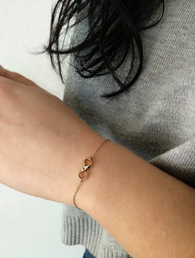 14K 9K Infinity Armband, Massivgold Bettelarmband, Eternity Zierliche Goldarmband, Paar Schmuck, Mutter Tochter Freundschaft Geschenk von WhisperGold