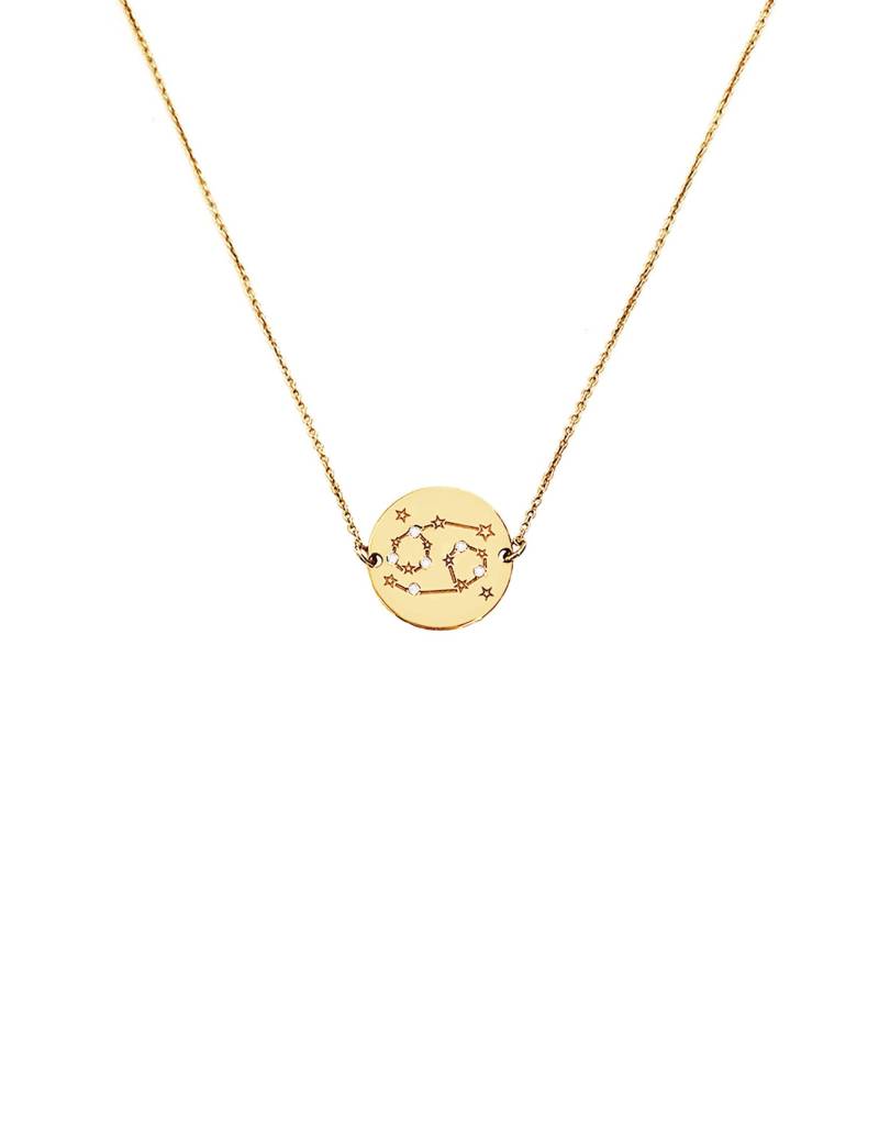 18K 14K 9K Diamant Zodiac Halskette, Konstellation Solid Gold Sternzeichen Horoskop Astrologie Schmuck, Einzigartiges Geschenk von WhisperGold