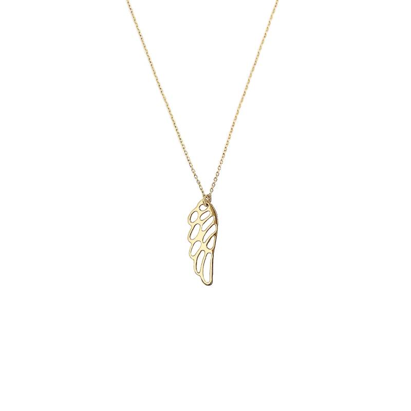 Zierliche 14K 9K Engelsflügel Halskette, Erinnerung Gedenkstätte Solid Gold Empfindliche Schichting Goldkette, Freunde Geschenk Verlust Kummer von WhisperGold