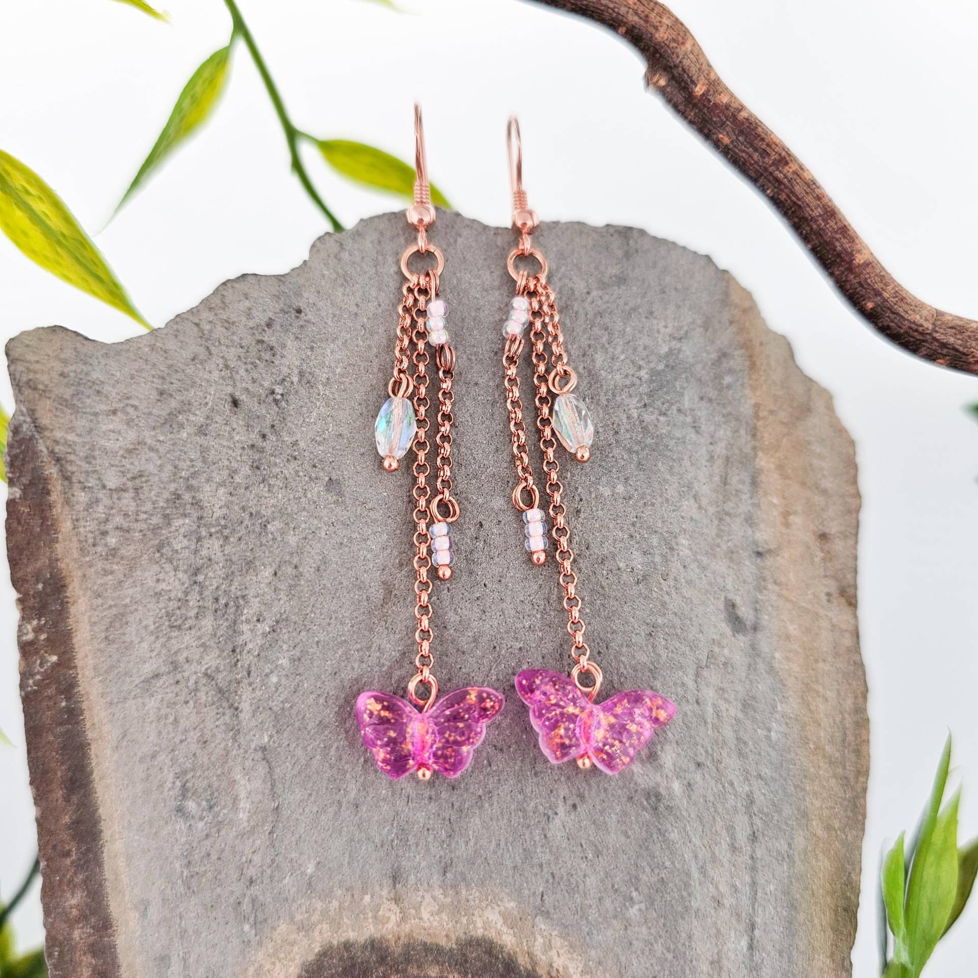 Perlen Ohrringe, 18 Karat Roségold, Hängeohrringe, Hergestellt in Der Schweiz, Einzelstück, Schmuck, Süss, Niedlich, Sterling Silber von WhisperOfWildflowers