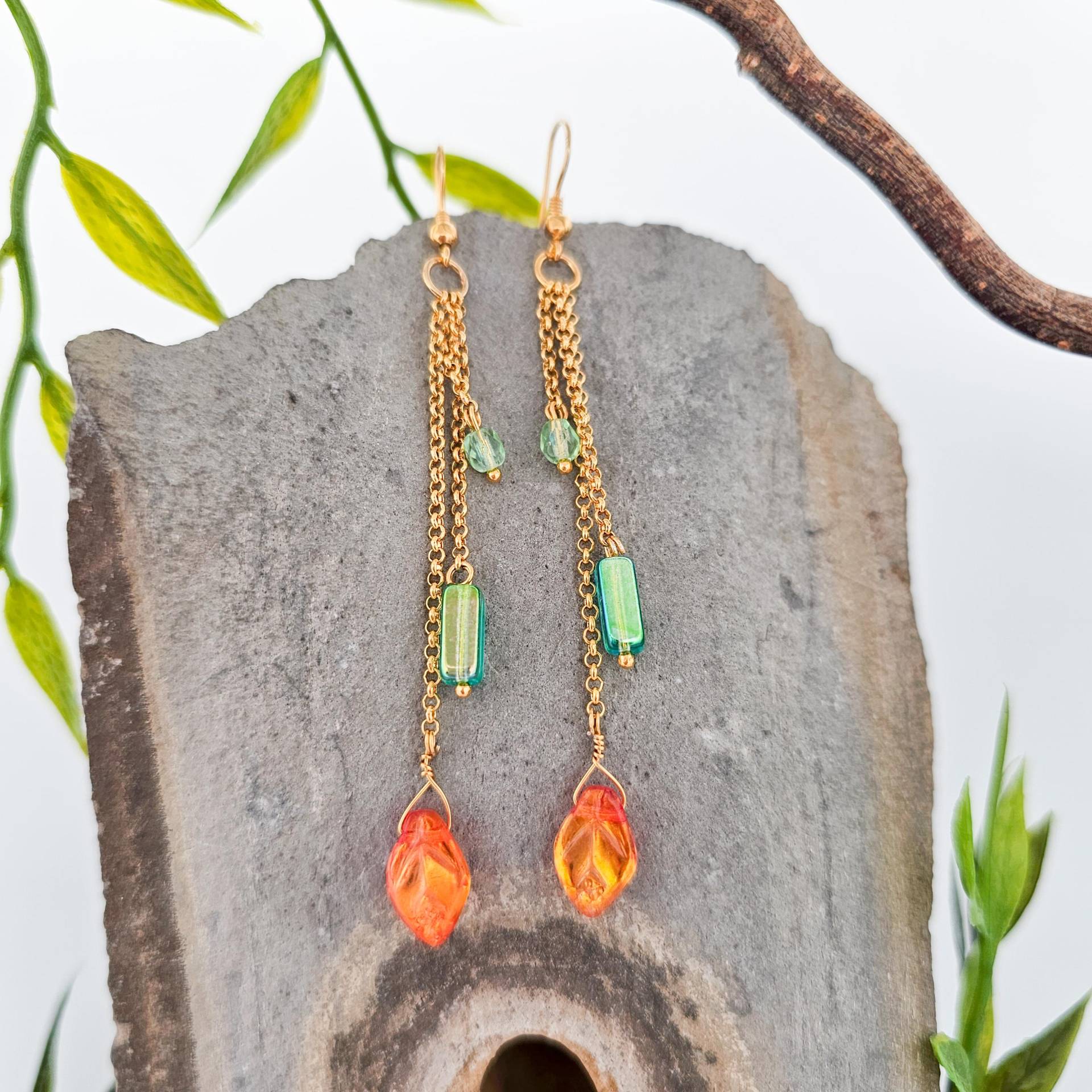 Perlen Ohrringe, 24 Karat Gold, Hängeohrringe, Hergestellt in Der Schweiz, Einzelstück, Schmuck, Süss, Niedlich, Sterling Silber, Glas von WhisperOfWildflowers