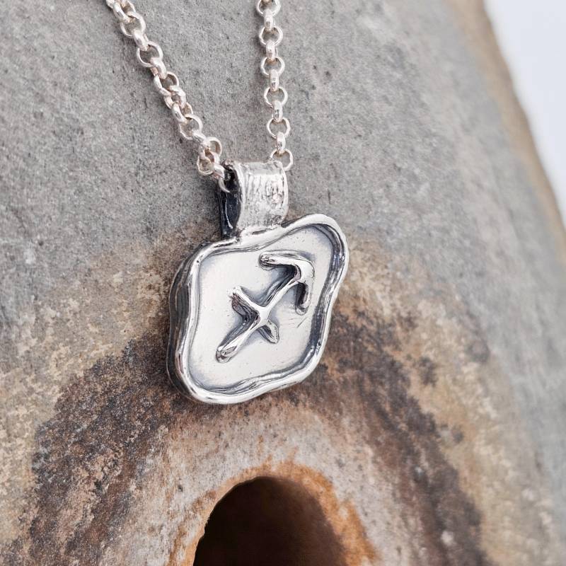 Sternzeichen Schütze, Anhänger Aus Feinsilber, Handgemacht in Der Schweiz, Einzelstück, Sternbild, Tierkreis, Astronomie, Schmuck von WhisperOfWildflowers