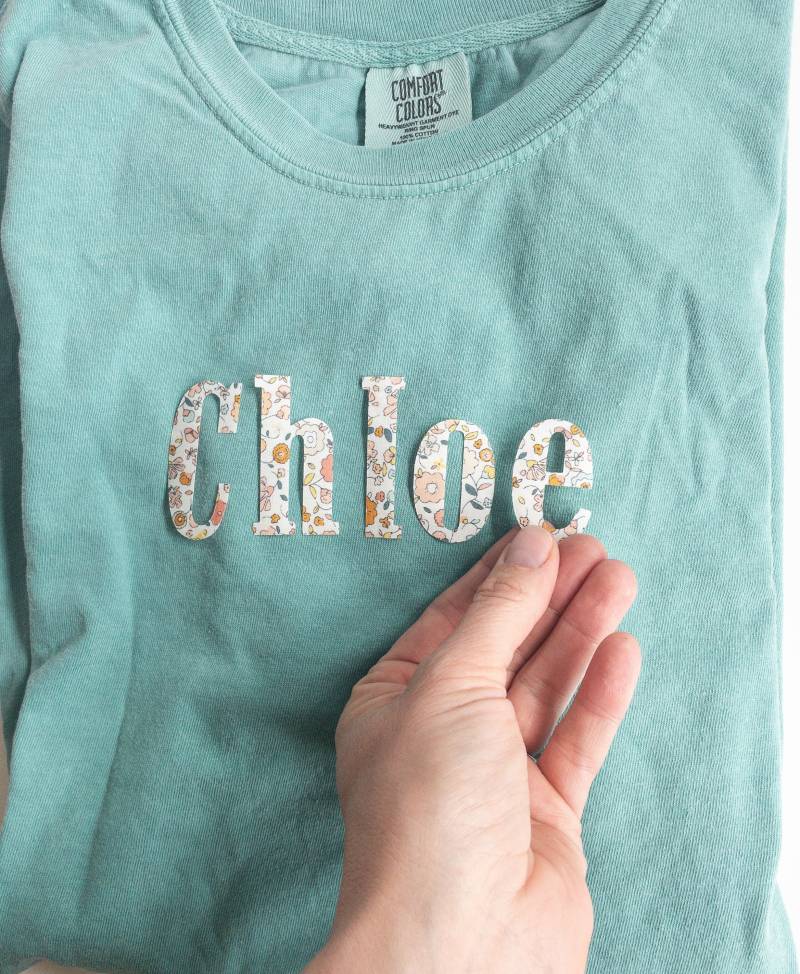 Aufbügelbare Namen Stoff Applikation Blumen Name Zum Aufbügeln Buchstaben Aufnähen von WhistleandCoDesigns