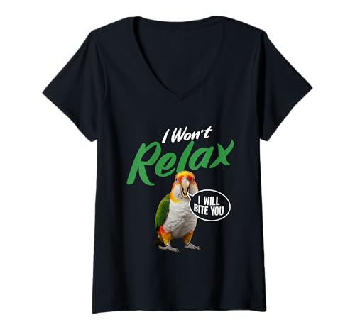 Damen Birdkeeper Bird Owner Papagei Relax White Bellied Caique T-Shirt mit V-Ausschnitt Damen Birdkeeper Bird Owner Papagei Relax White Bellied Caique T-Shirt mit V-Ausschnitt von White Bellied Caique Clothing For Birdkeeper