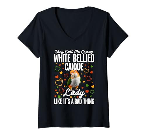 Damen Birdkeeping Birdkeeper Papagei Crazy White Bellied Caique T-Shirt mit V-Ausschnitt Damen Birdkeeping Birdkeeper Papagei Crazy White Bellied Caique T-Shirt mit V-Ausschnitt von White Bellied Caique Clothing For Birdkeeper